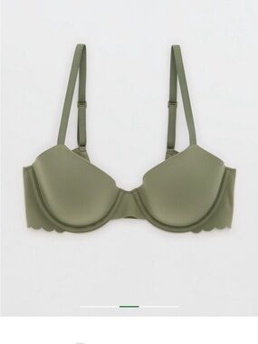 aerie Olive Green Scalloped Edge Underwire Bra